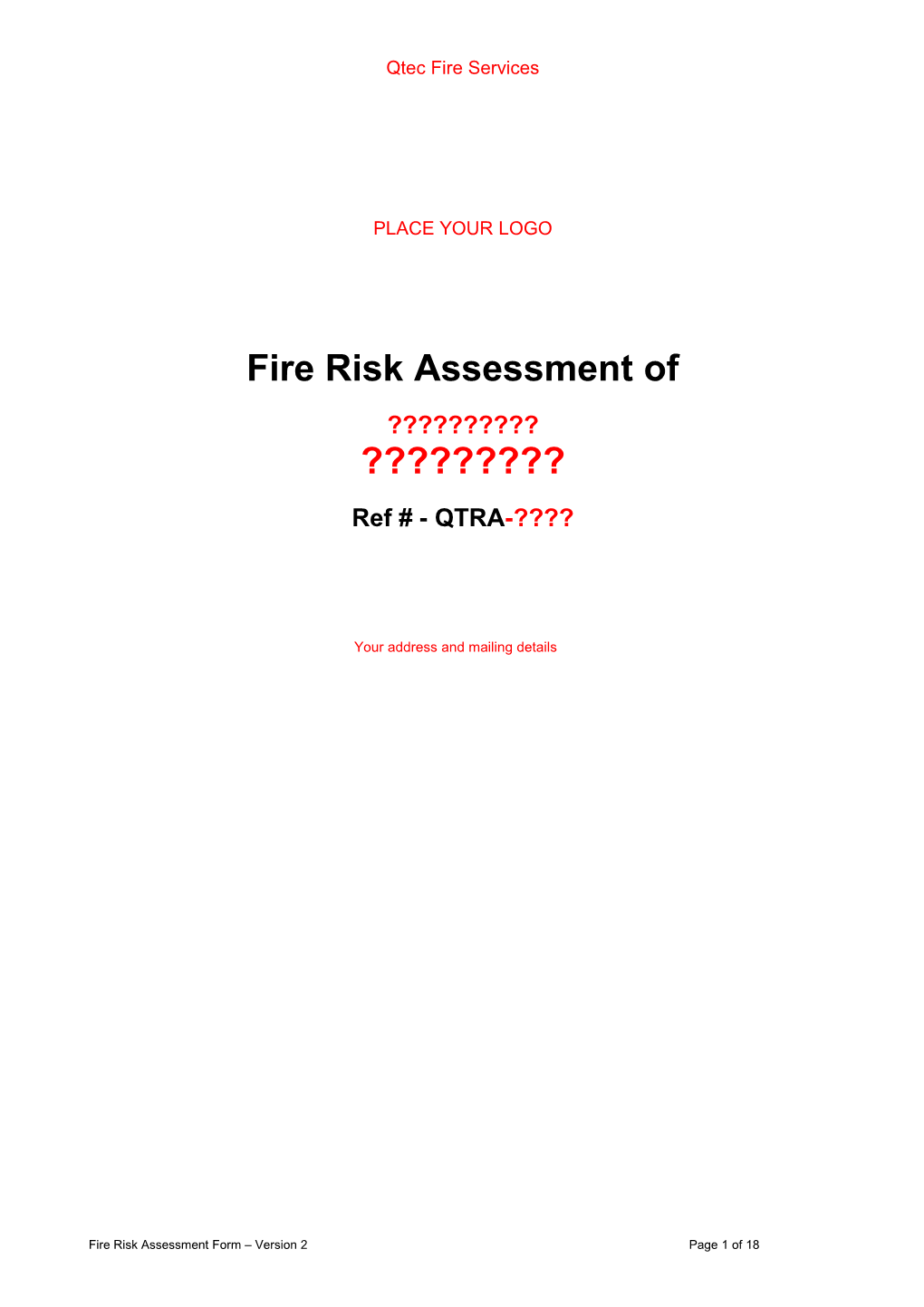 Fire Risk Assessment Of