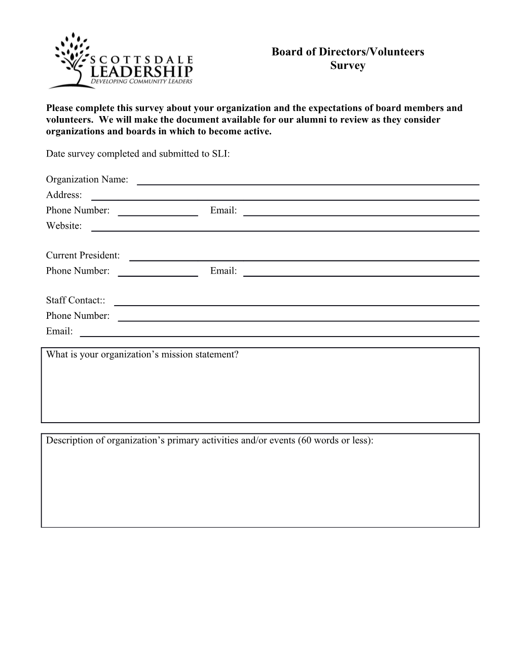 Date Survey Completed and Submitted to SLI: 6/17/2015