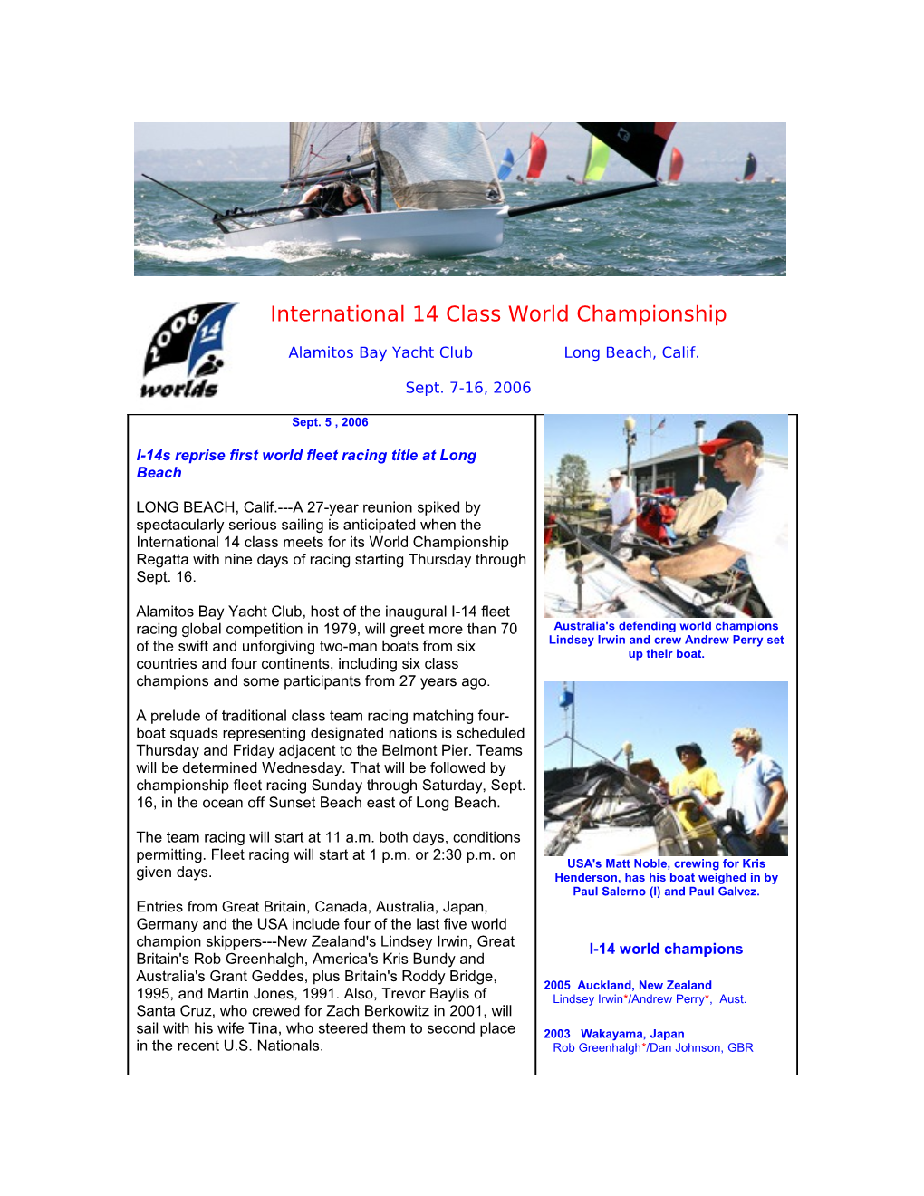 International 14 Class World Championship