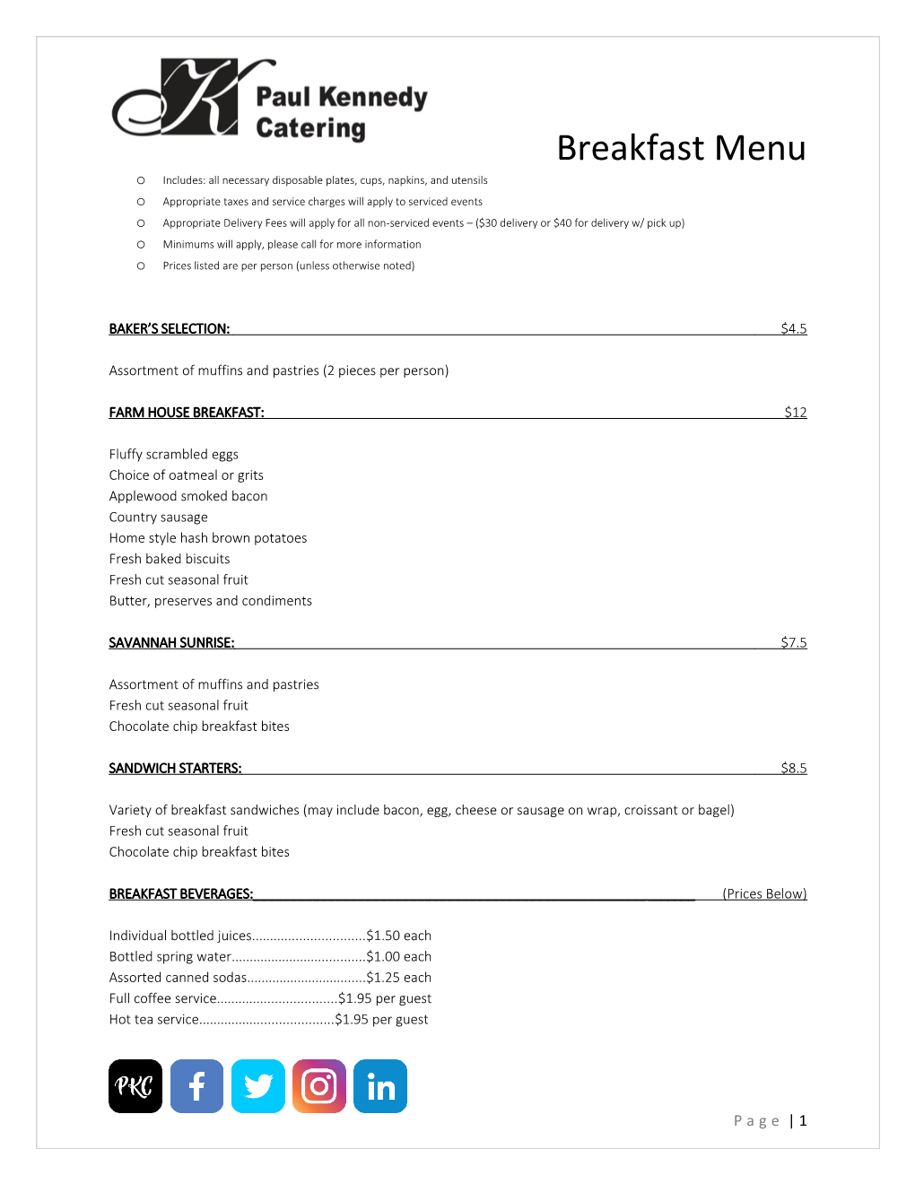 Breakfast Menu