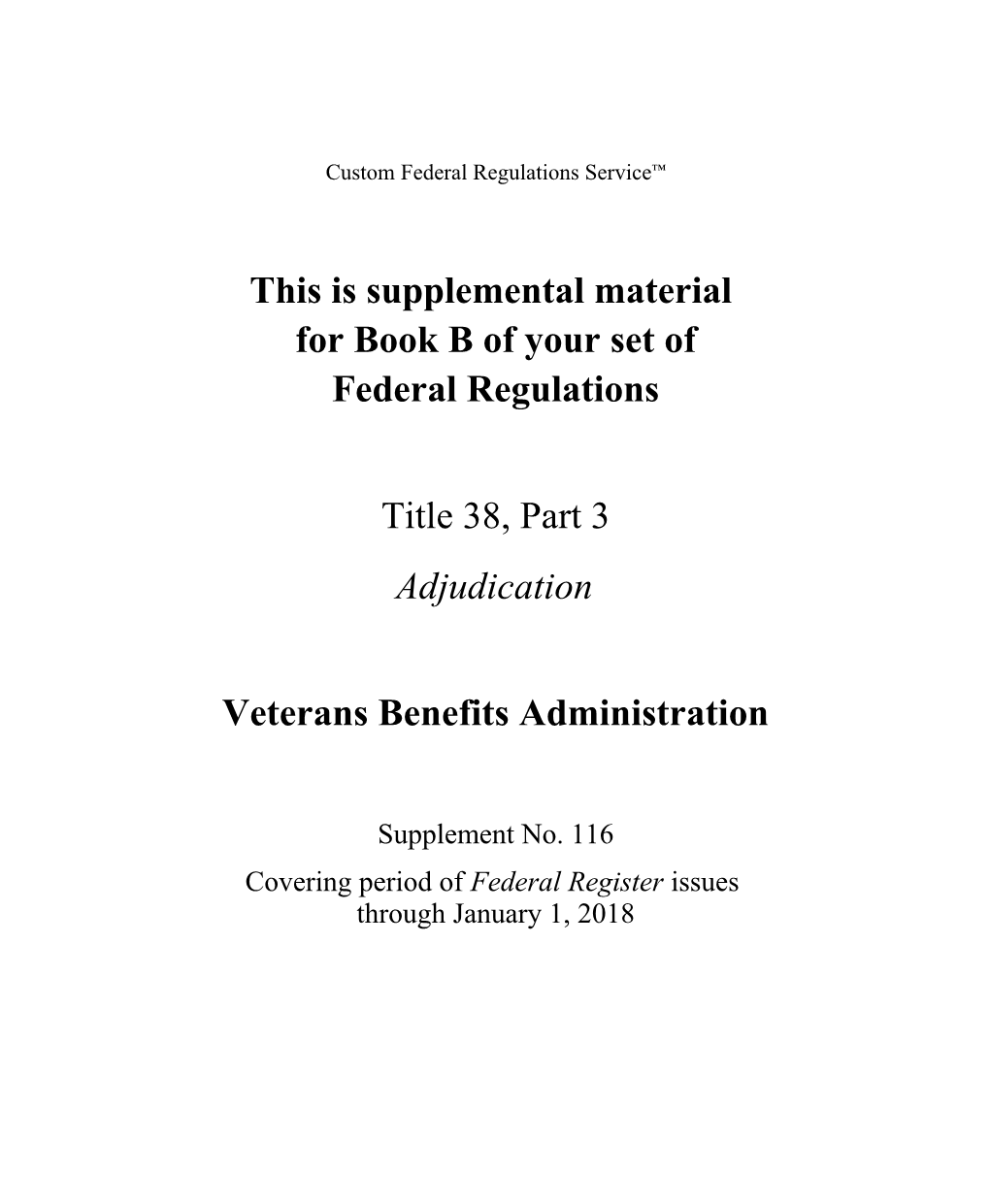 Custom Federal Regulations Service s1