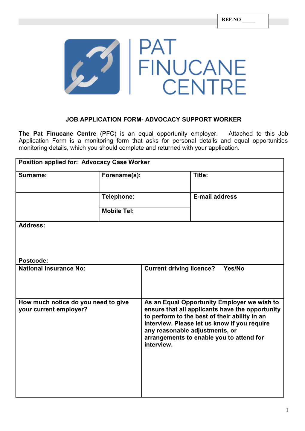 Job Application Form- Advocacy Support Worker