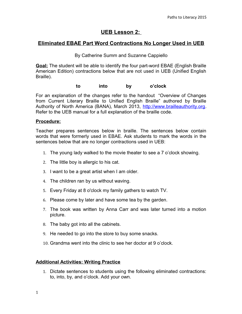 Eliminated EBAE Part Word Contractions No Longer Used in UEB