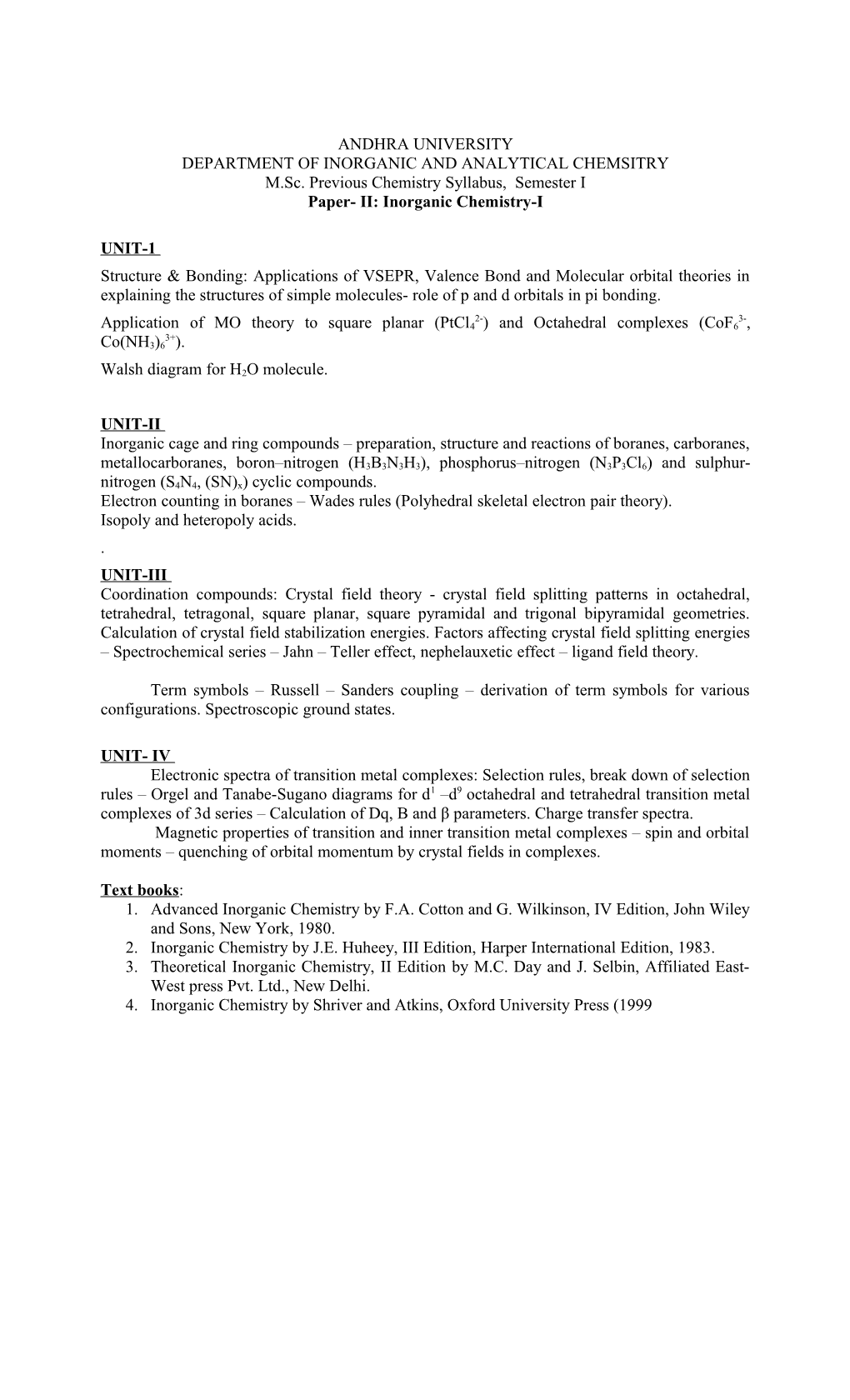 Department of Inorganic and Analytical Chemsitry