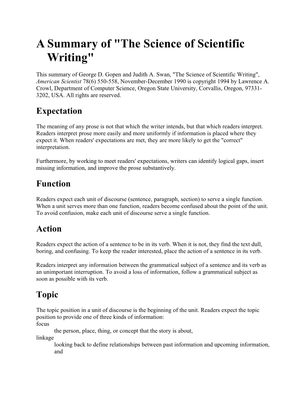 A Summary of the Science of Scientific Writing