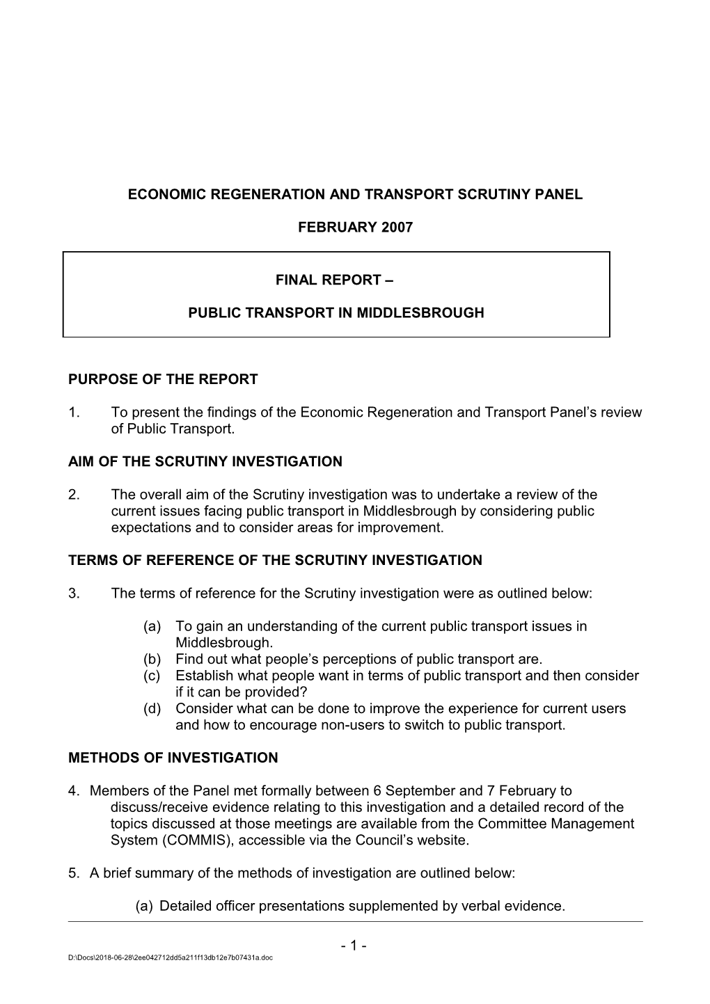 Draft Report in Flooding Issues