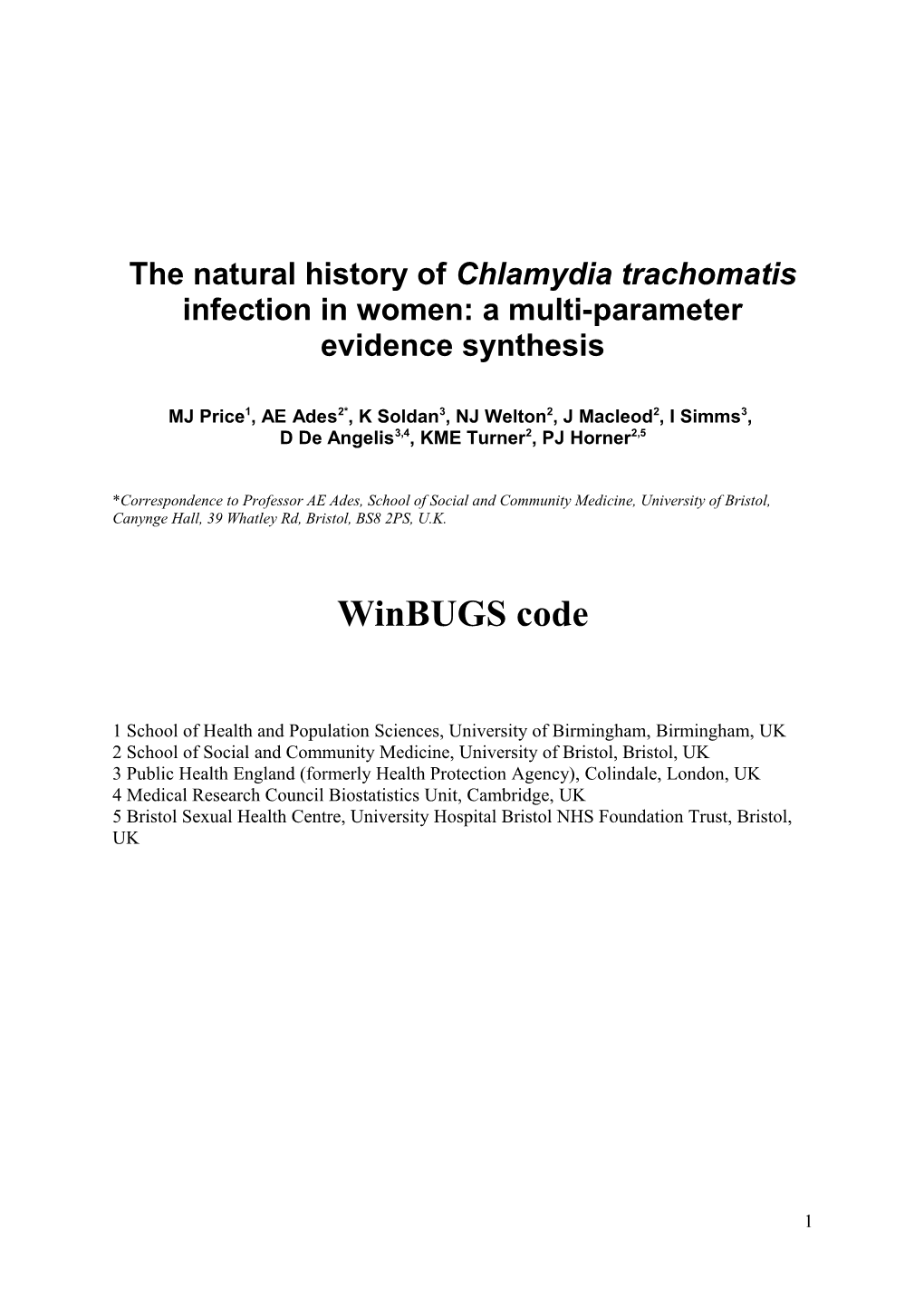 The Natural History of Chlamydia Trachomatis Infection in Women: a Multi-Parameter Evidence