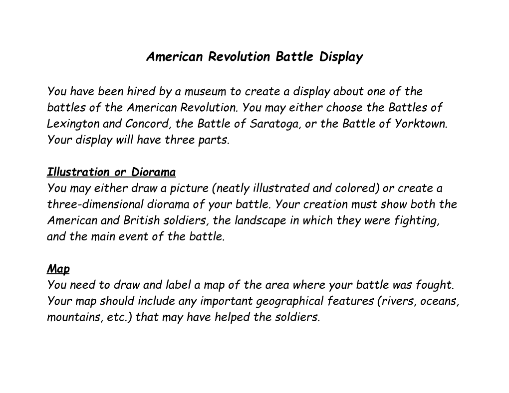 American Revolution Battle Display