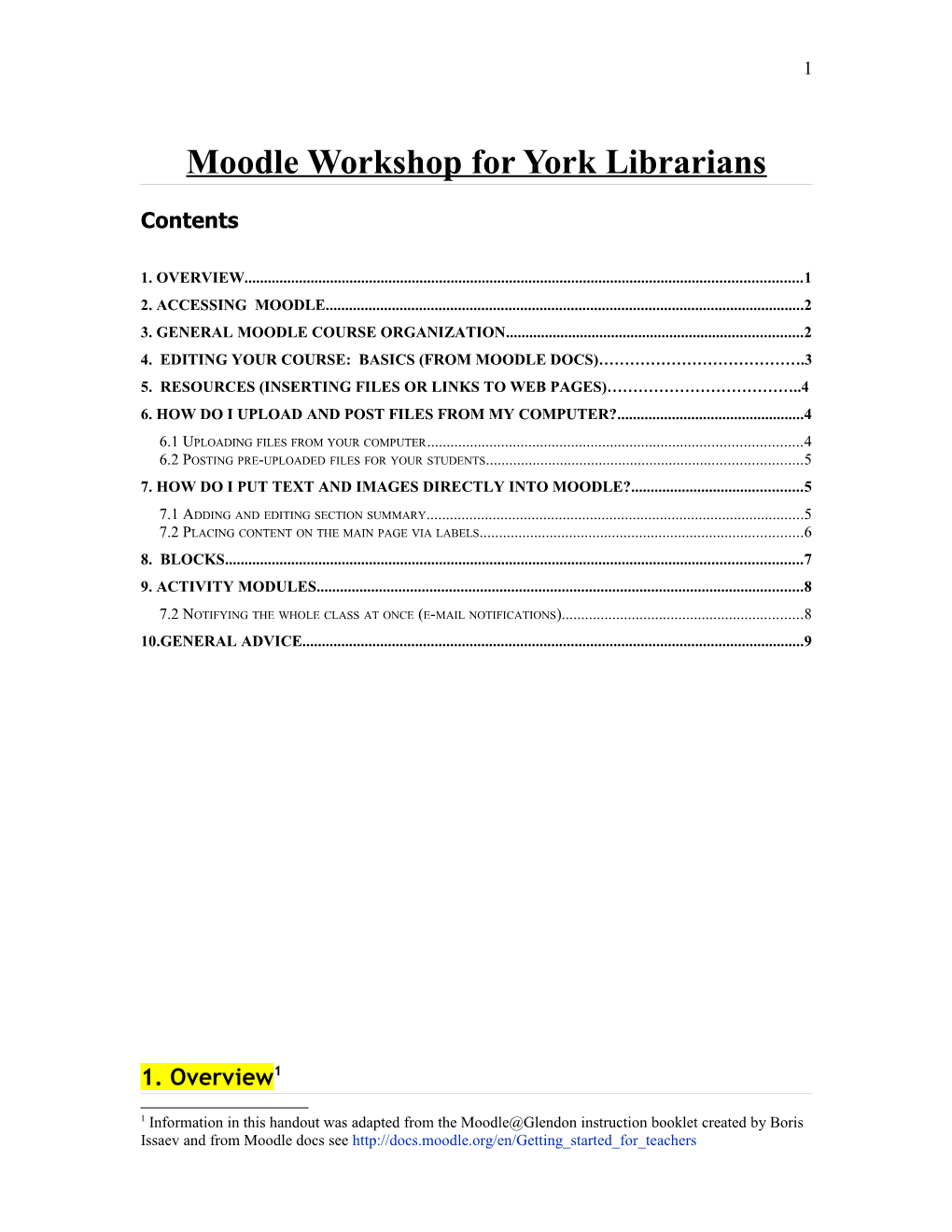 Moodle Workshop for York Librarians