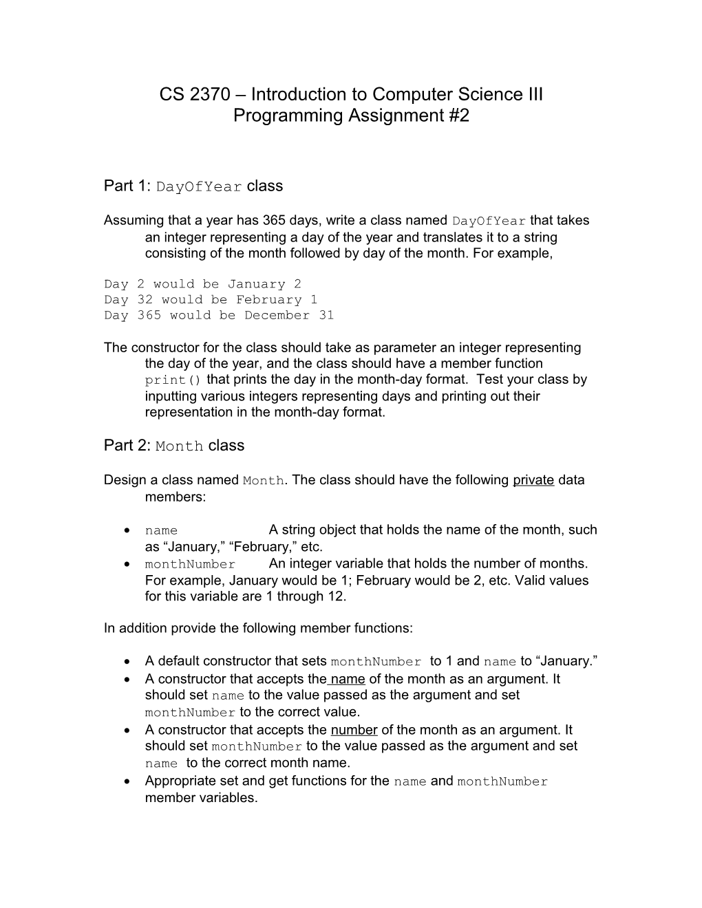 CS 2370 Introduction to Computer Science III