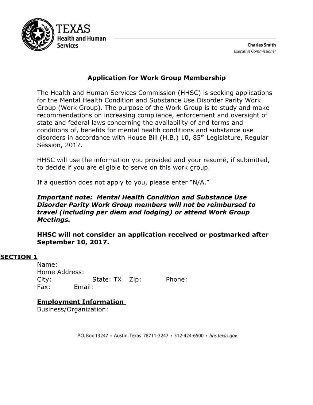 Application for Work Group Membership