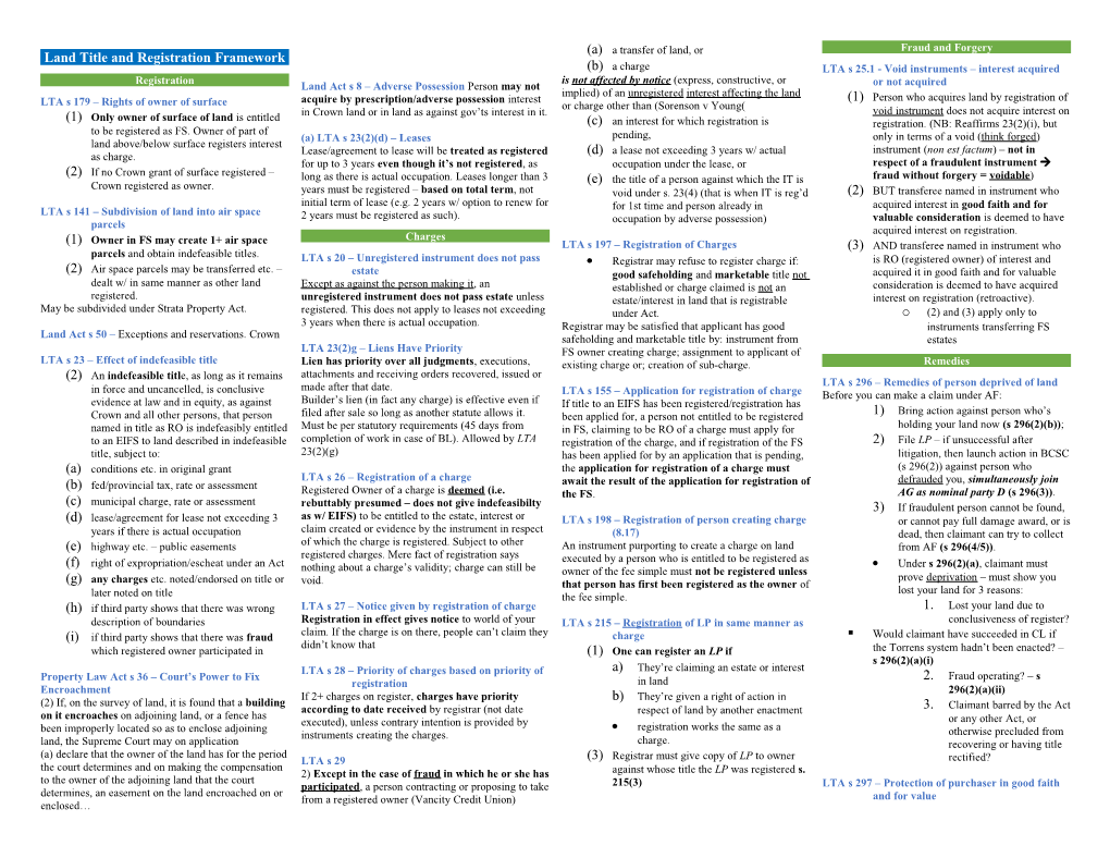 Land Title and Registration Framework