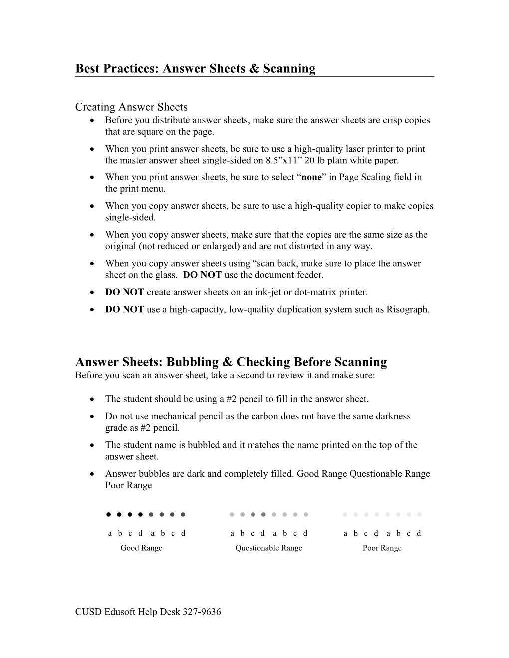 Best Practices: Answer Sheets & Scanning