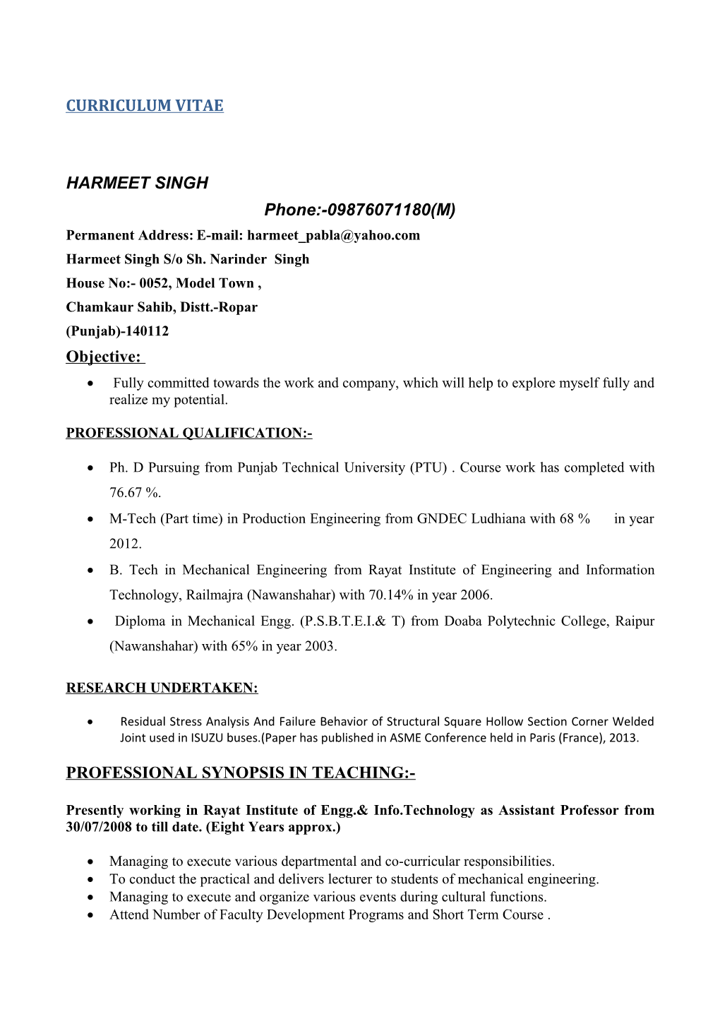 Curriculum Vitae s151