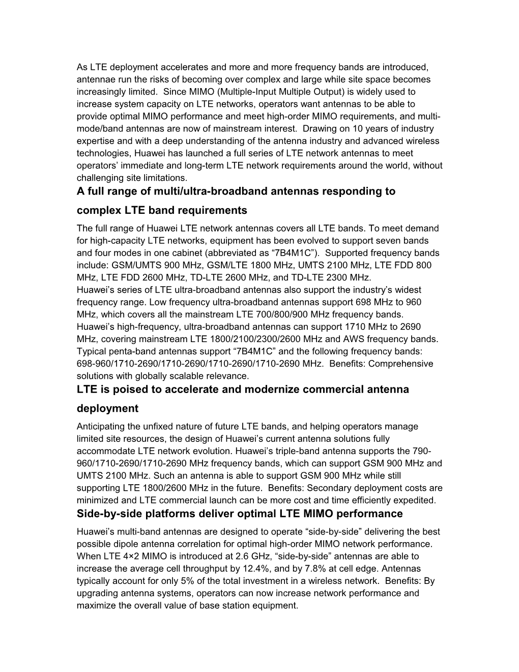 A Full Range of Multi/Ultra-Broadband Antennas Responding to Complex LTE Band Requirements