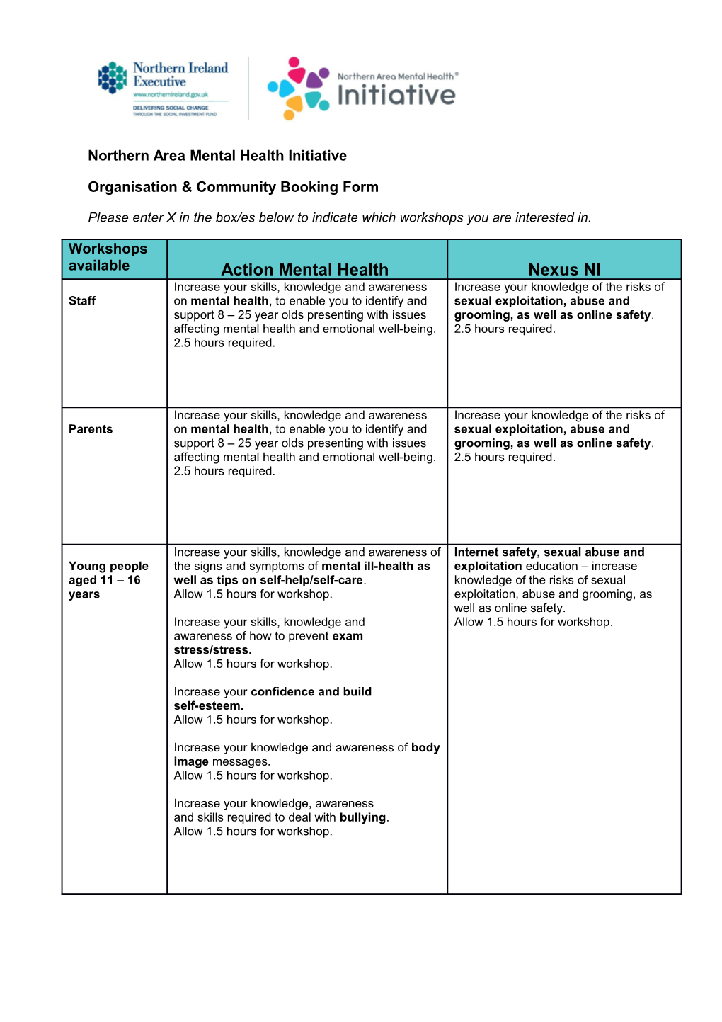 Northern Area Mental Health Initiative