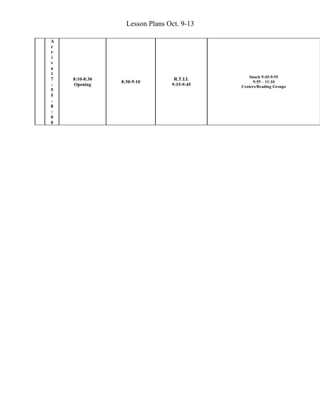 Lesson Plansoct. 9-13