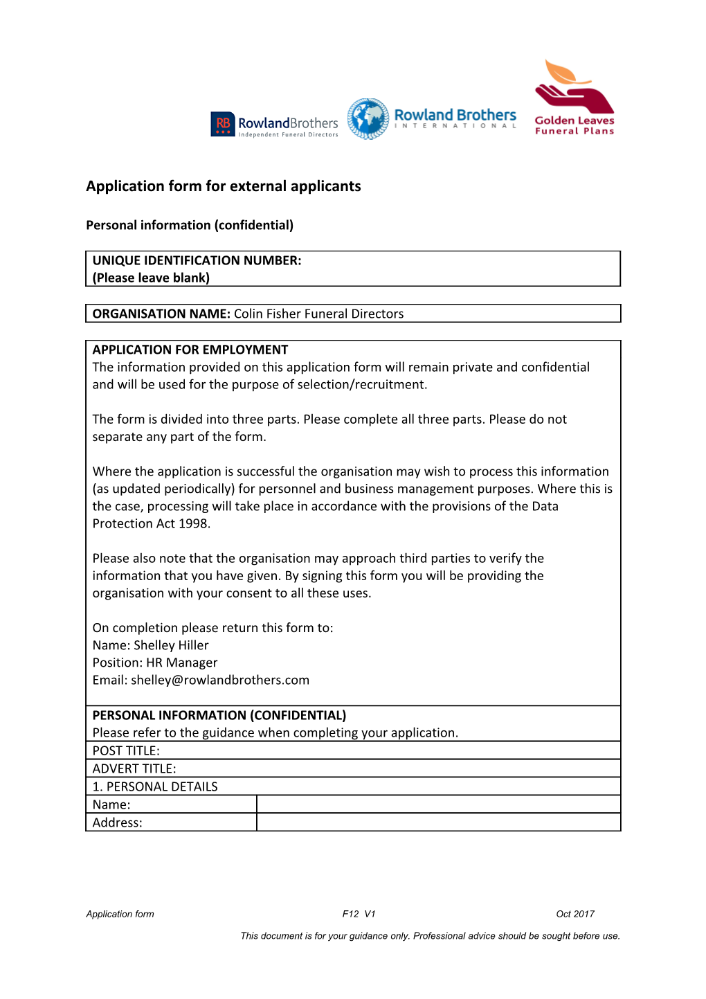 Application Form for External Applicants