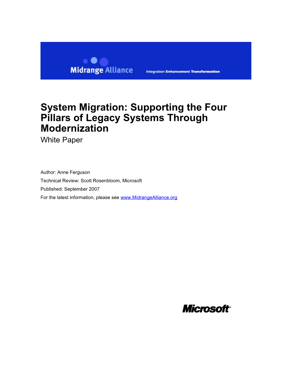 System Migration: Supporting the Four Pillars of Legacy Systems Through Modernization