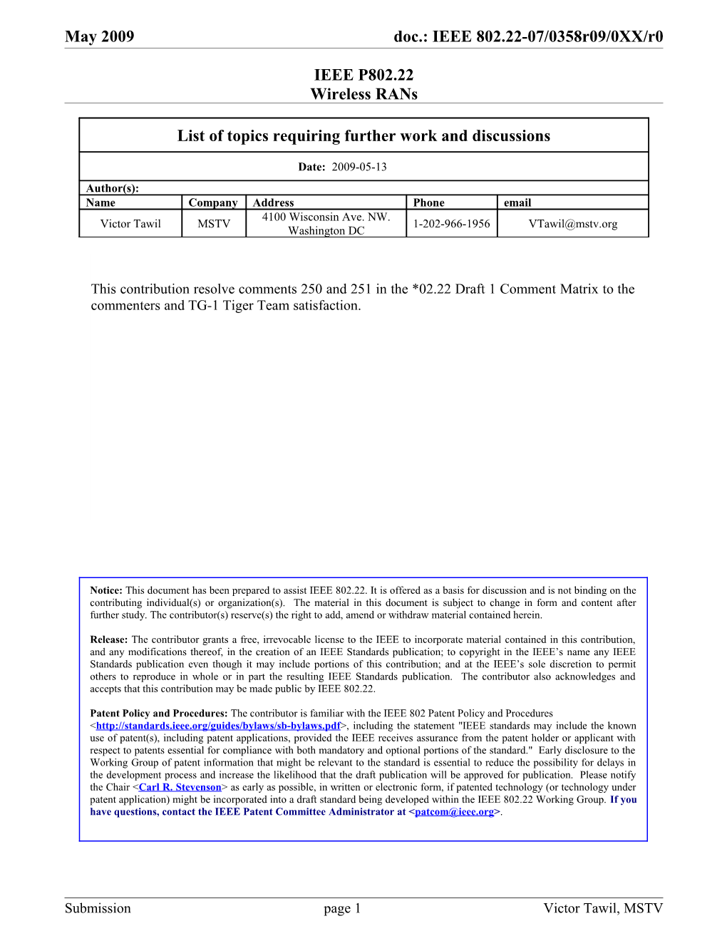 IEEE P802.22 Wireless Rans s19