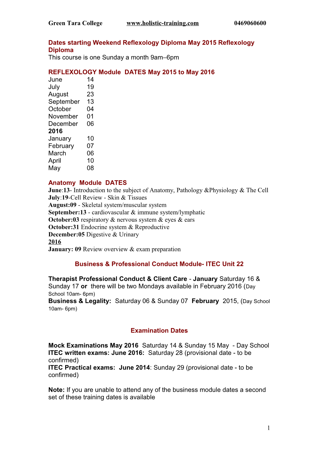 Dates Starting Weekend Reflexology Diploma May 2015 Reflexology Diploma