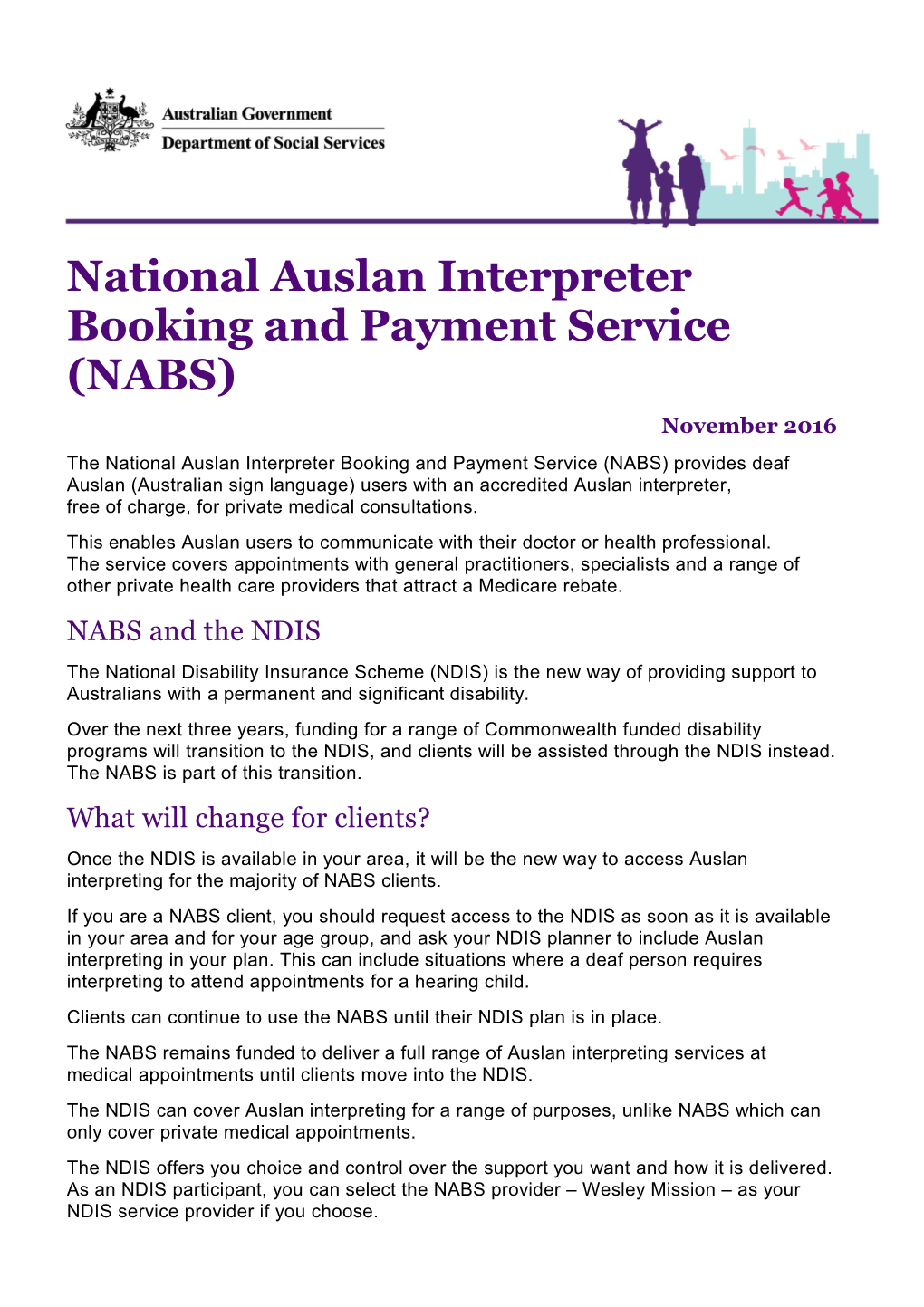 National Auslan Interpreter Booking and Payment Service (NABS)