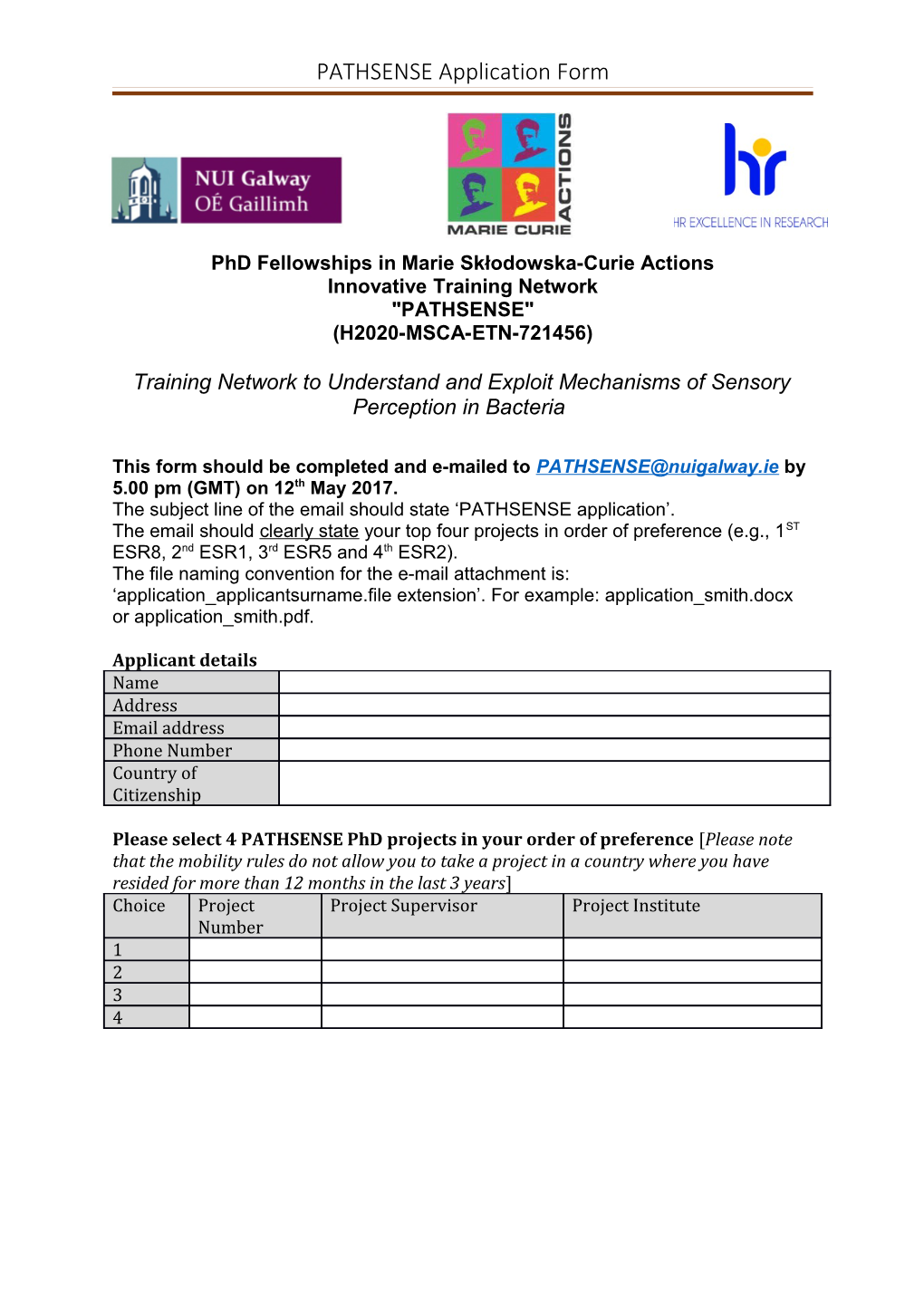 PATHSENSE Application Form