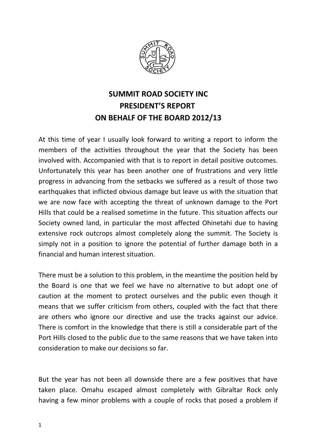 Summit Road Society Inc