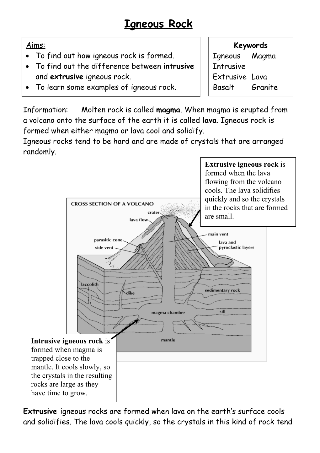 Igneous Rocks Tend to Be Hard and Are Made of Crystals That Are Arranged Randomly