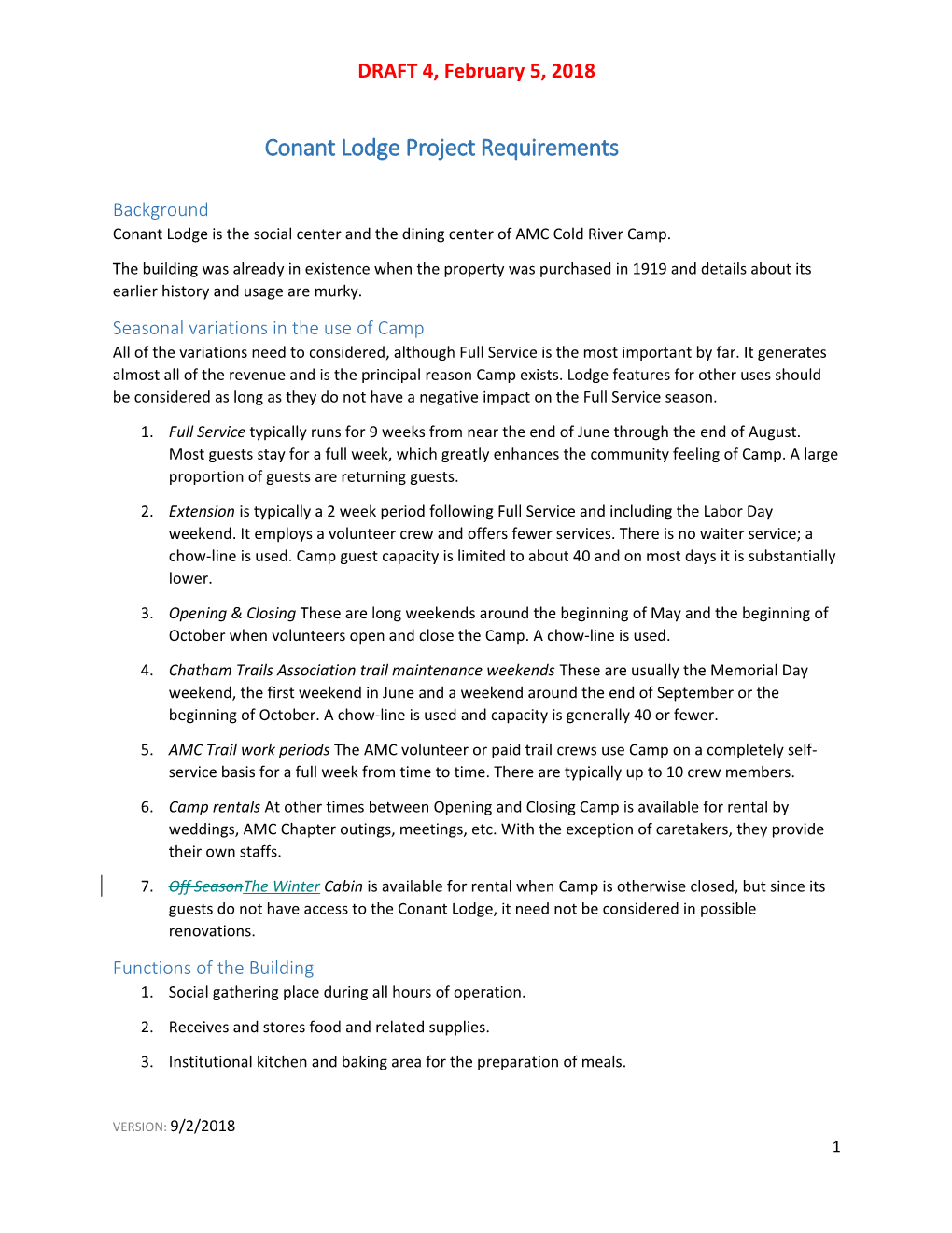 Conantlodge Project Requirements