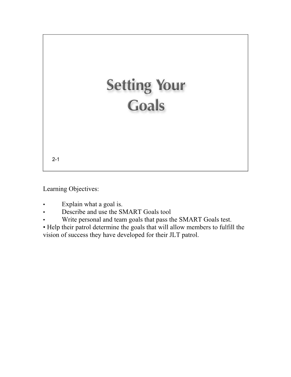 Describe and Use the SMART Goals Tool