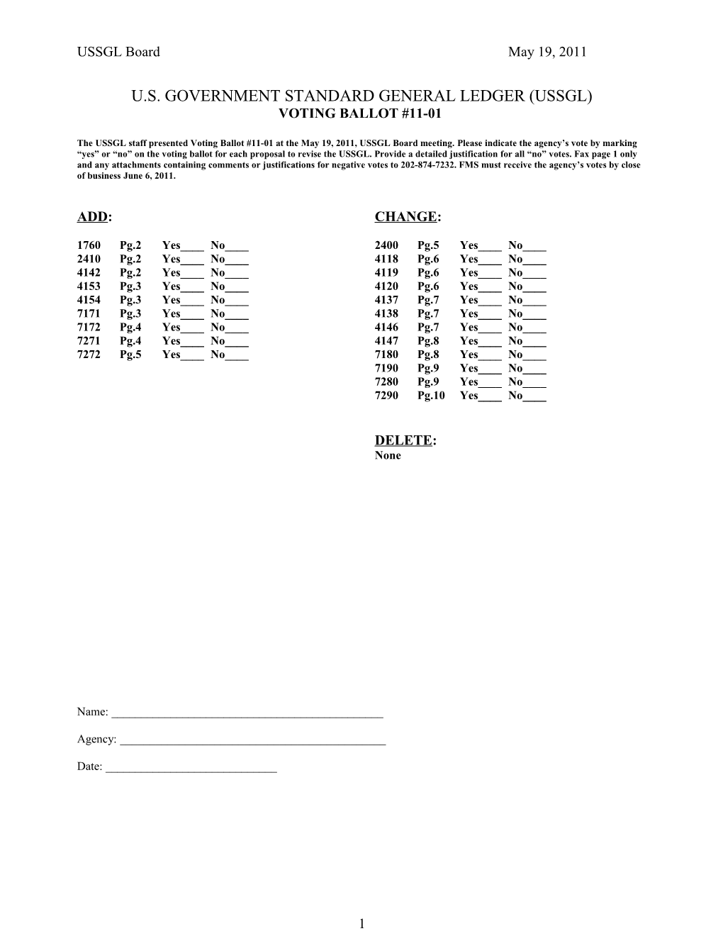 United States Government Standard General Ledger