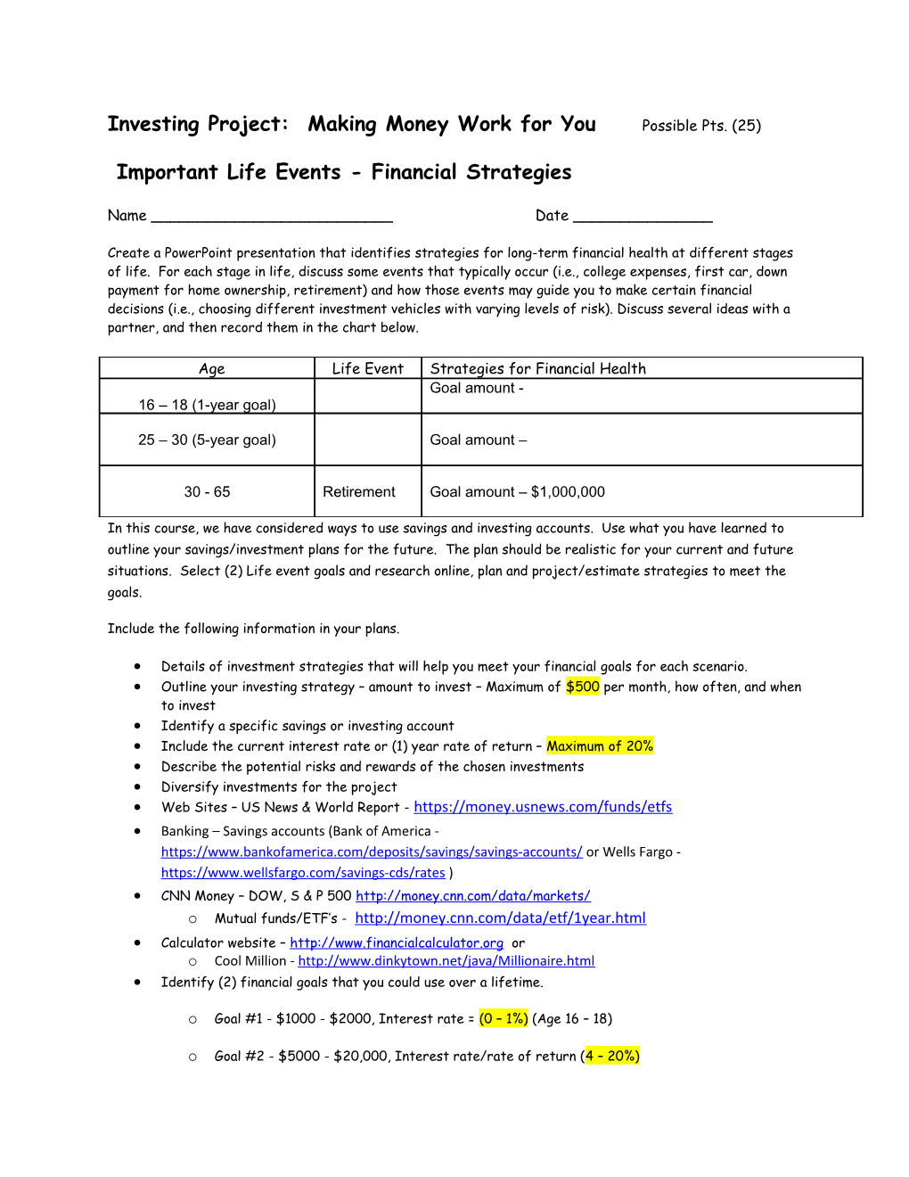 Important Life Events - Financial Strategies