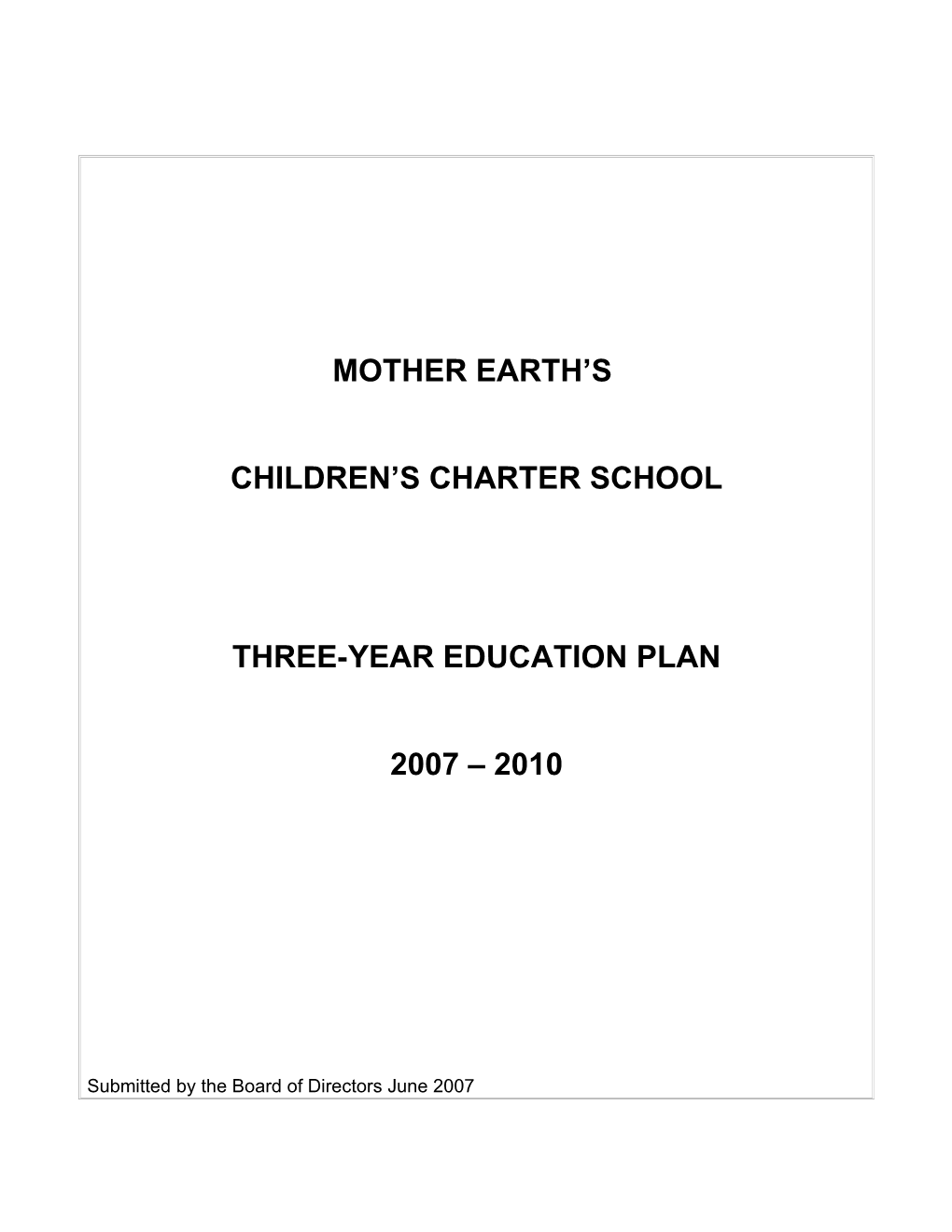 Three-Year Education Plan
