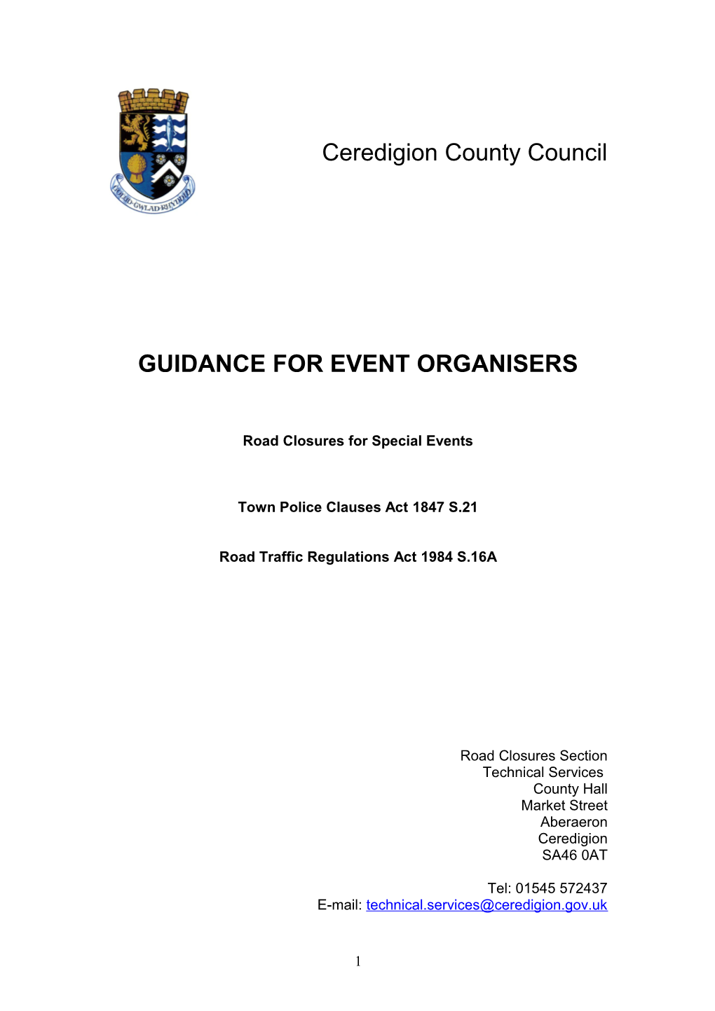 Guidance for Event Organisers