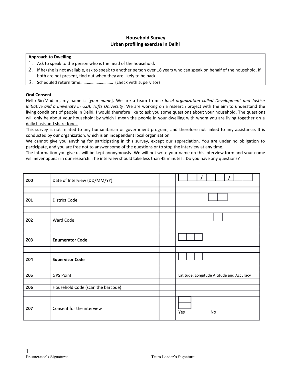 Urban Idps Profiling Survey: Model