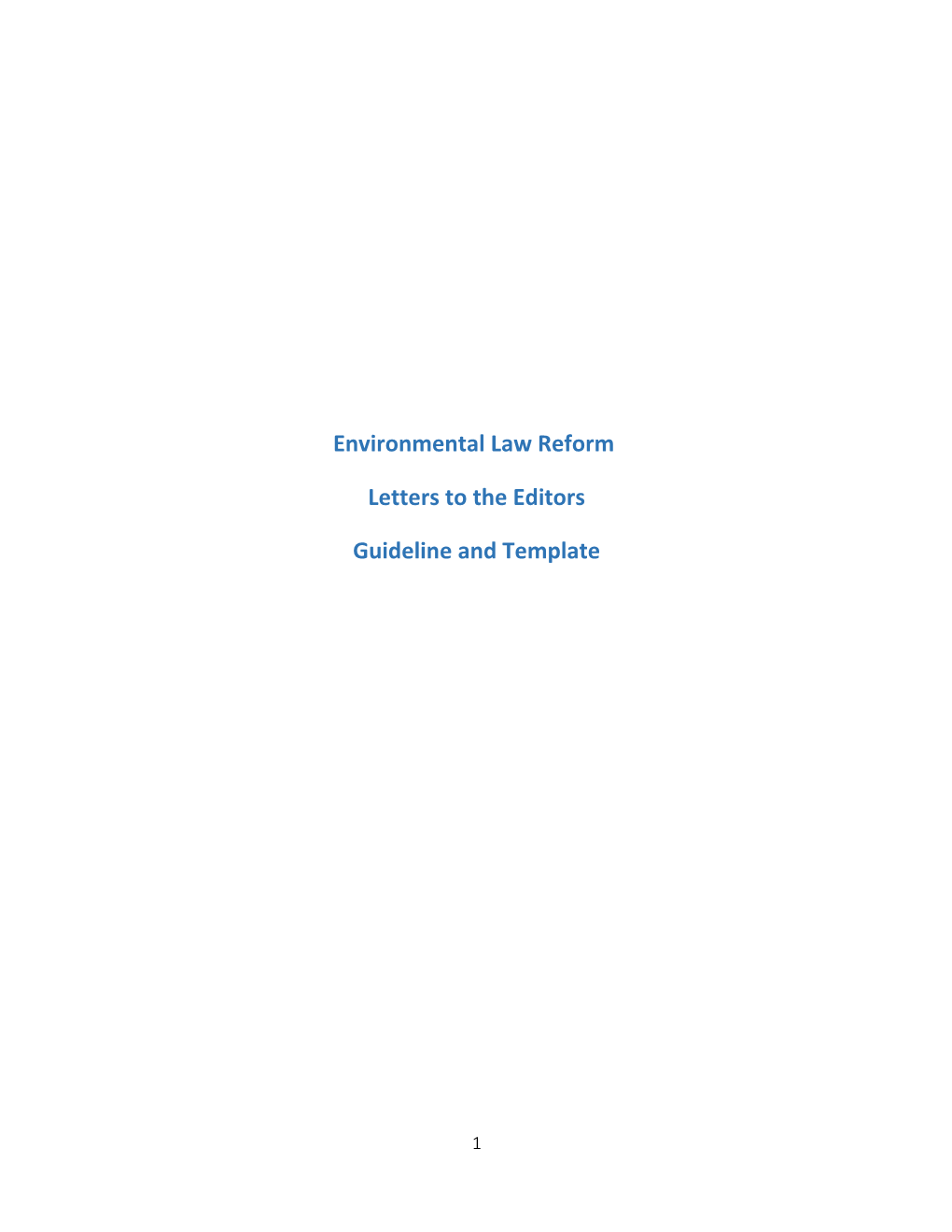 Environmental Law Reform