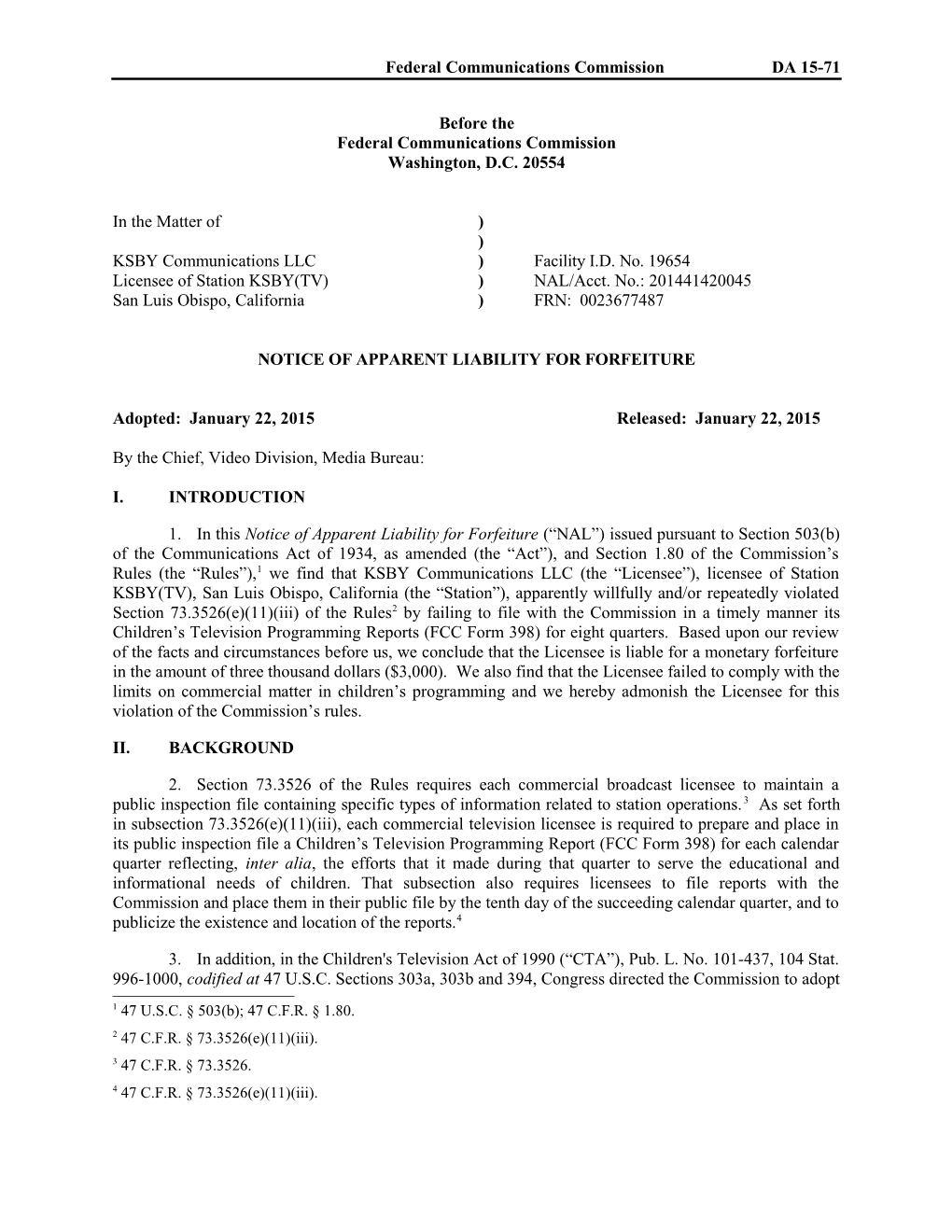 Notice of Apparent Liability for Forfeiture s11