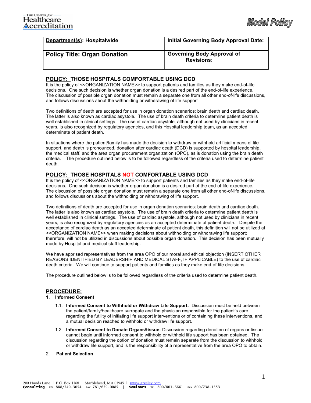 Initial Governing Body Approval Date