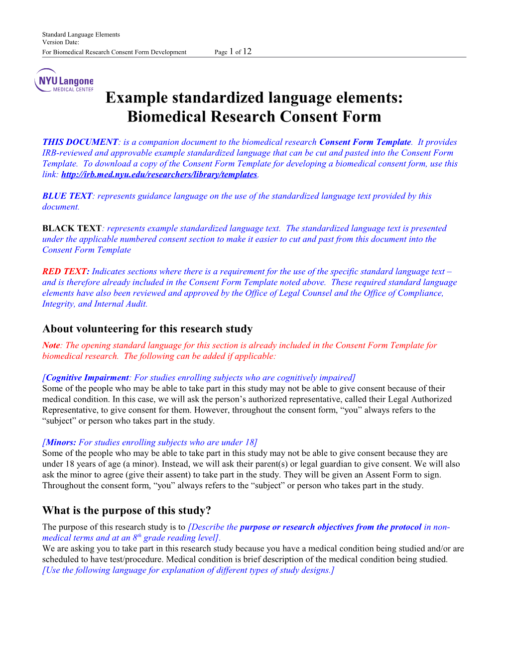 Standard Language Elements Version Date