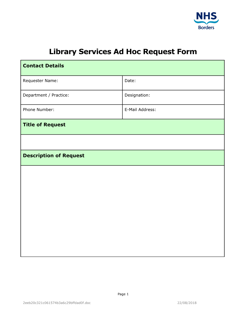 Library Services Ad Hoc Form V0.1