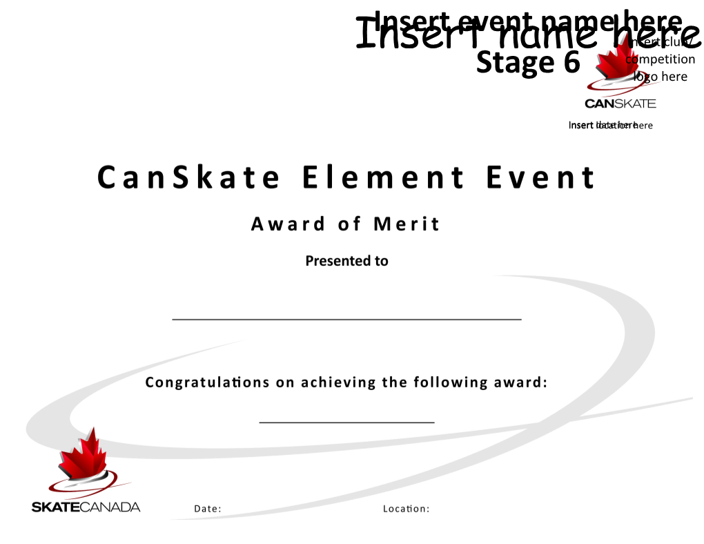 Canskate Element Event - Evaluation Standards