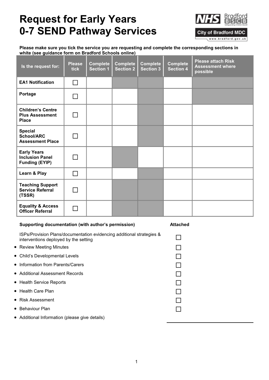 White (See Guidance Form on Bradford Schools Online)