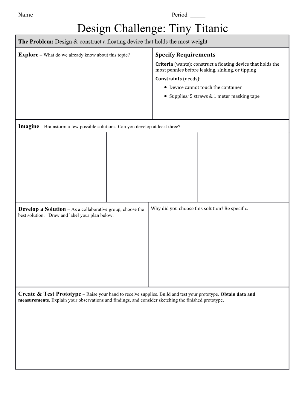 Design Challenge: Tiny Titanic