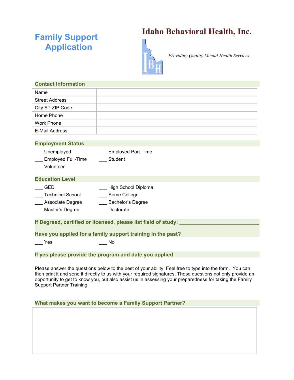 Family Support Application