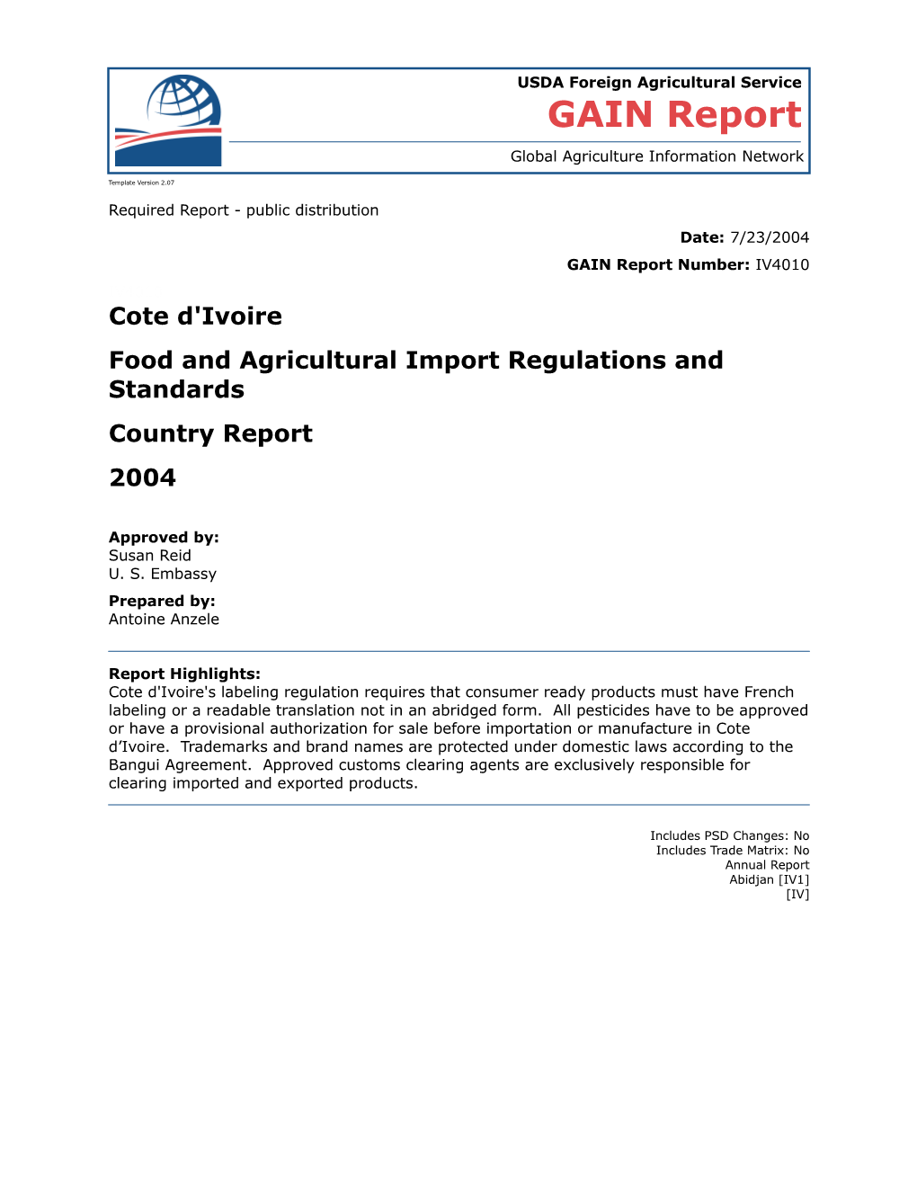 Food and Agricultural Import Regulations and Standards s4