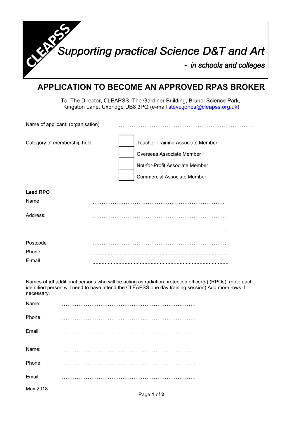 Associate Membership Form