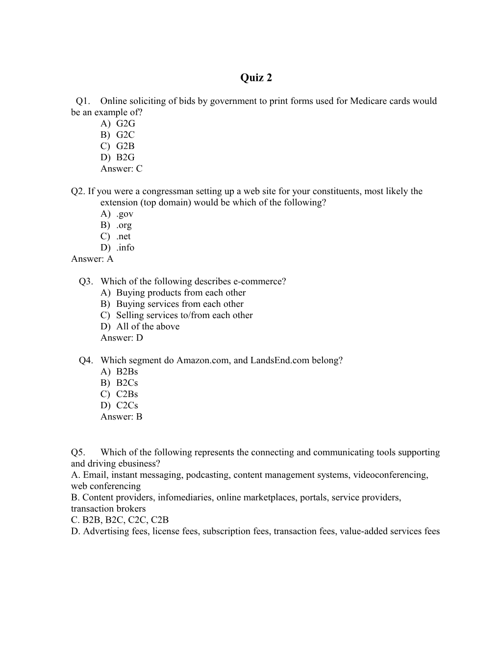 True/False Questions s2