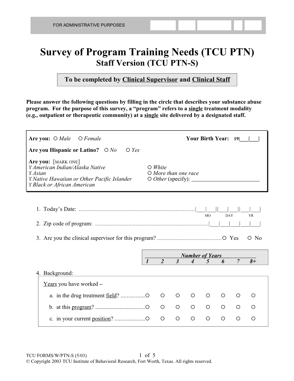 TCU/ORC Survey of Program Directors