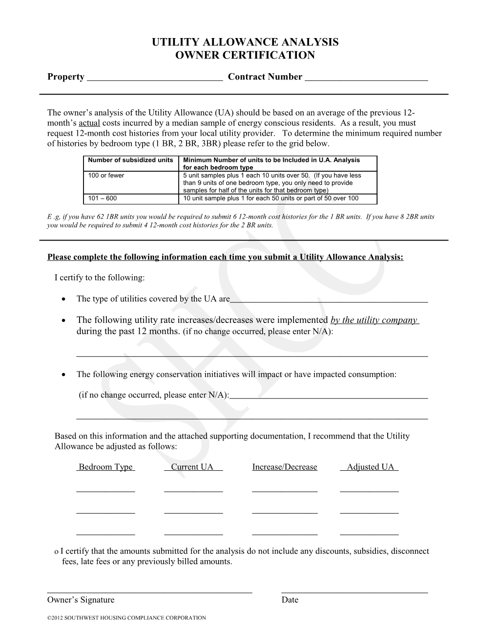 Utility Allowance Analysis